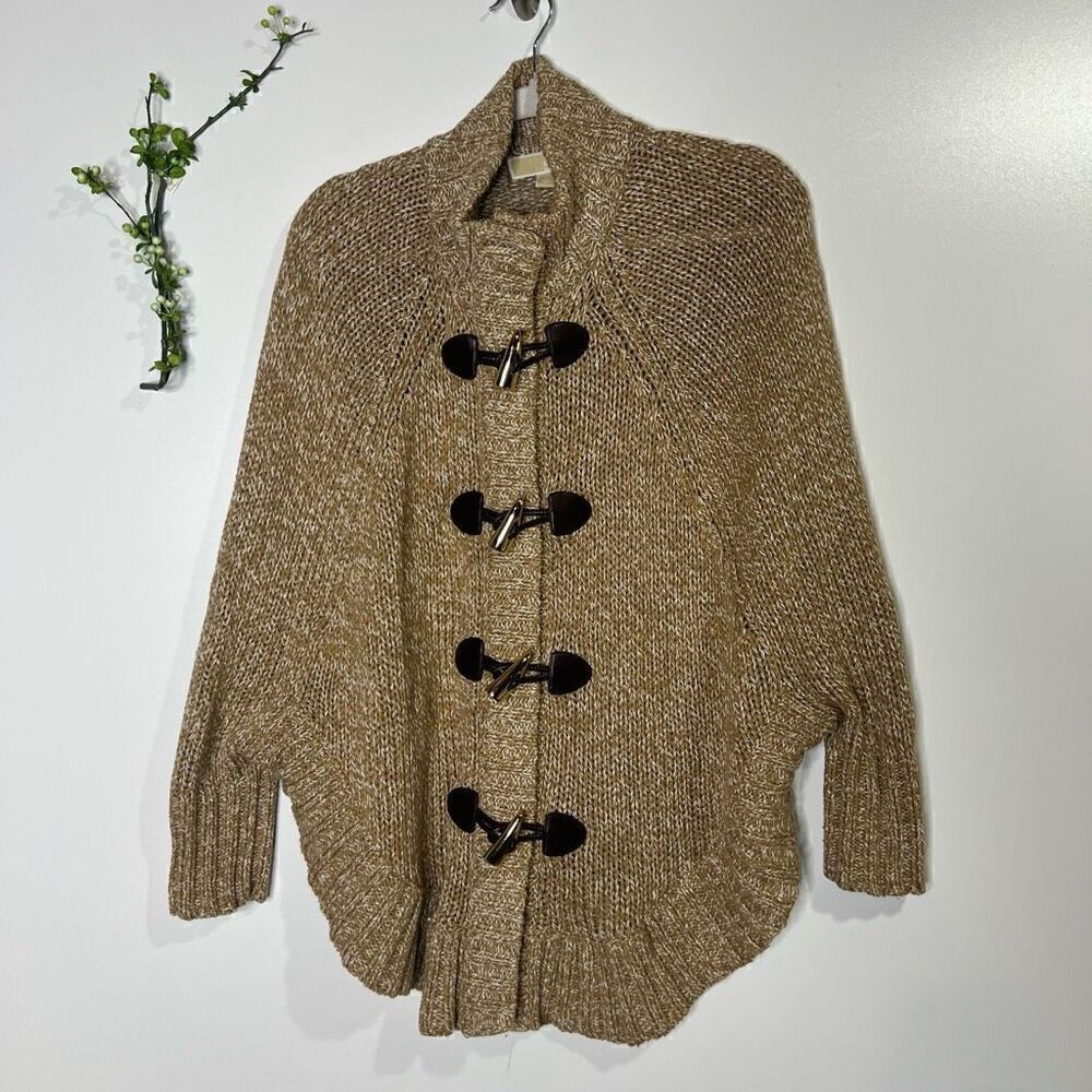 MICHAEL Michael Kors Toggle Button Gold Tan Sweater Shrug